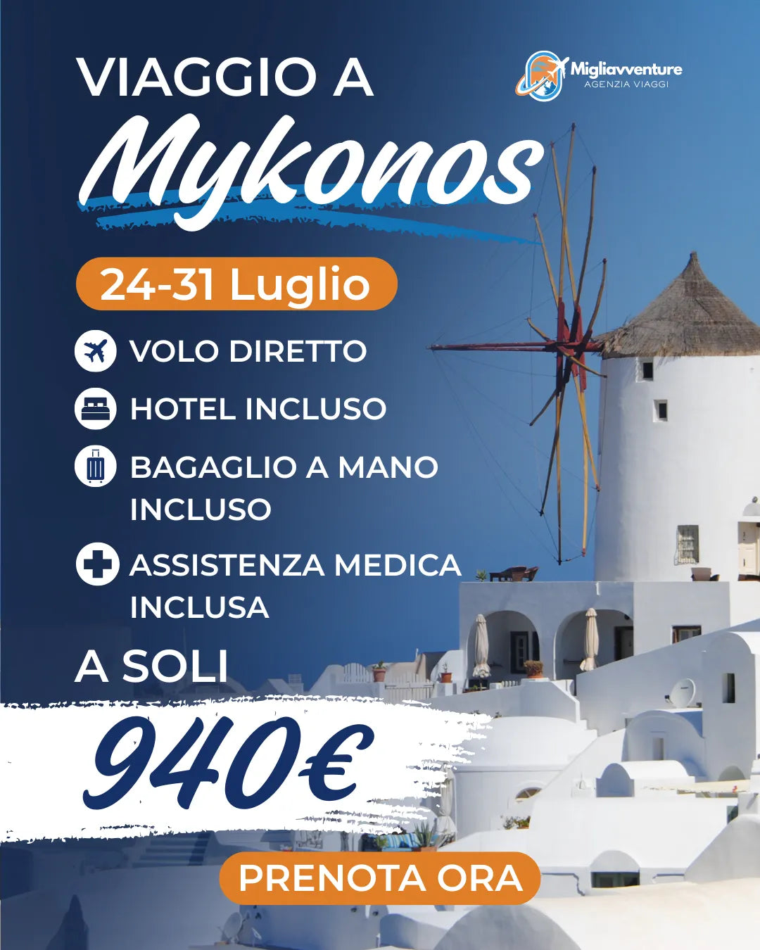 Mykonos dal 24 al 31 Luglio – Volo Diretto + Hotel a soli 940€