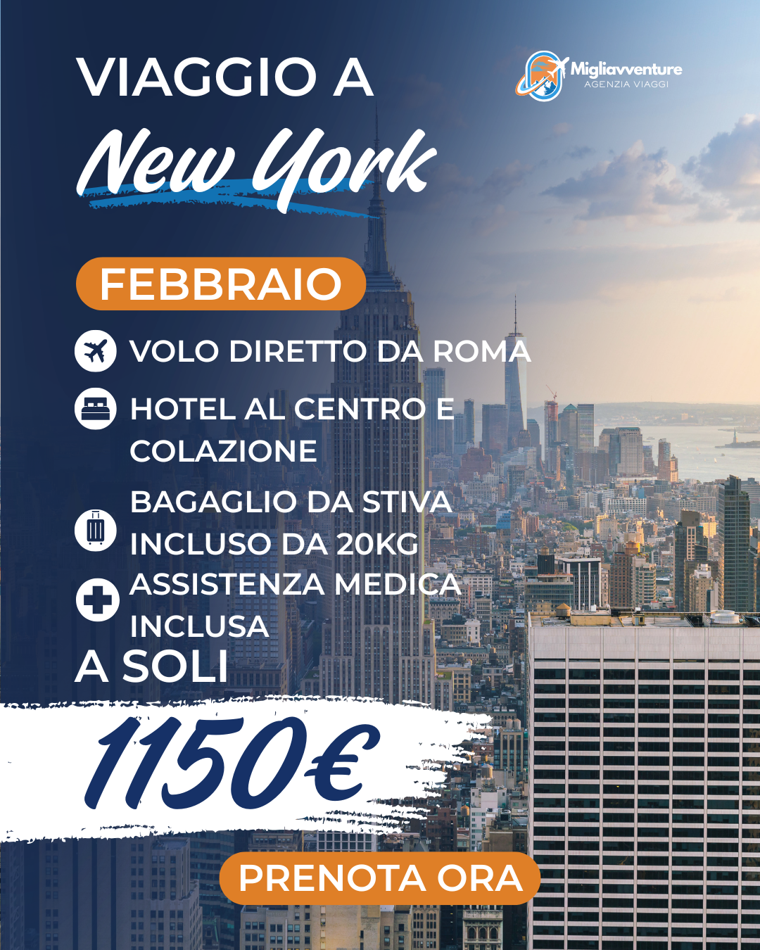 New York: a Febbraio a soli 1150€. Volo diretto da Roma + Hotel incluso.