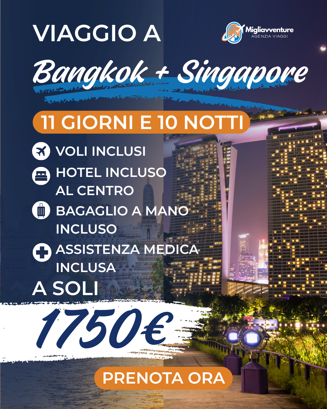 Bangkok + Singapore: 11 Giorni da Sogno a 1750€. Volo + Hotel al centro incluso.