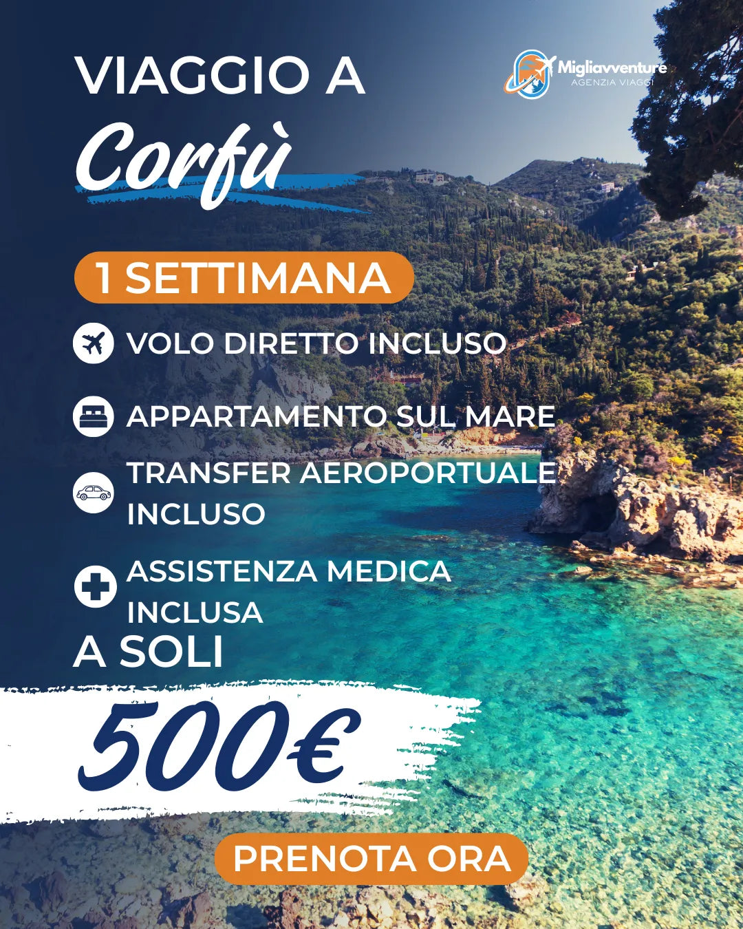 Corfù: 1 settimana a soli 500€. Volo diretto + Appartamento incluso.