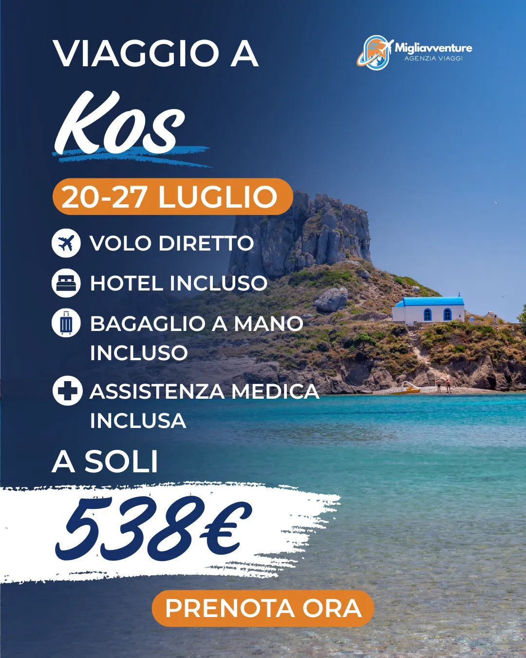 Kos dal 20 al 27 Luglio – Volo Diretto + Hotel a soli 538€