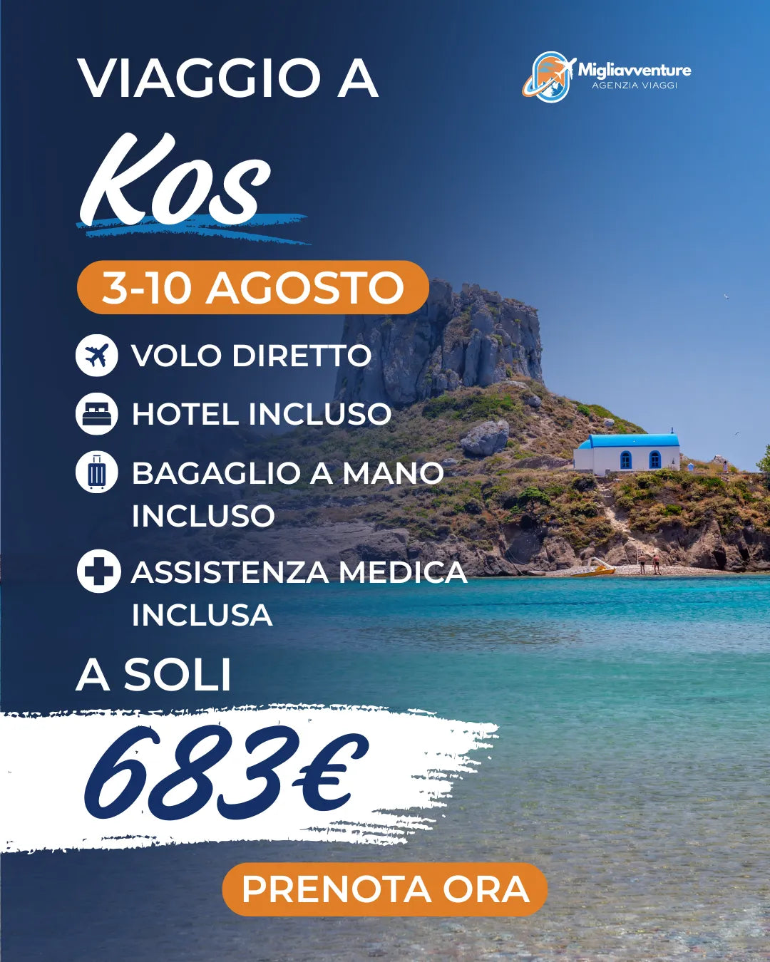 Kos dal 3 al 10 Agosto – Volo Diretto + Hotel a soli 683€