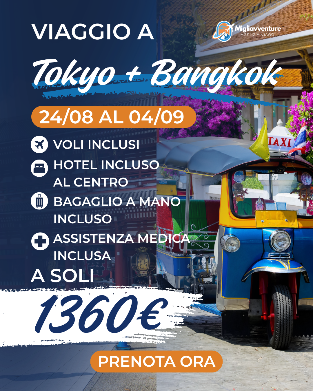 Tokyo + Bangkok: dal 24 Agosto al 4 Settembre a soli 1360€. Volo + Hotel al centro incluso.