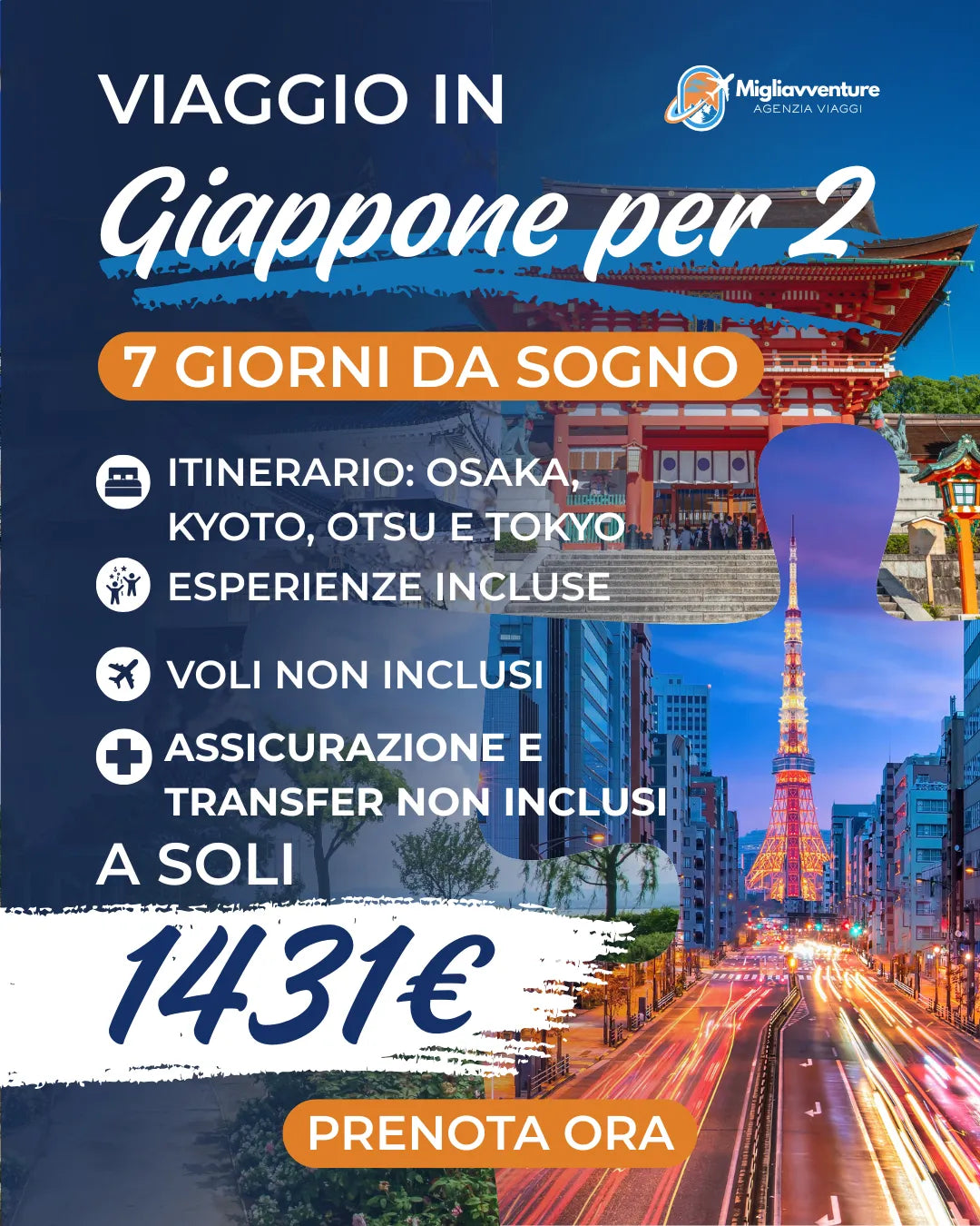 Giappone in Due – 7 giorni tra Kyoto, Tokyo e ryokan tradizionale a soli 1431€.